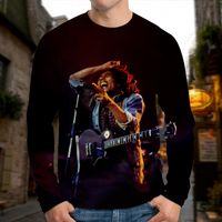 Wholesale Men s Oil Painting Singer Rock Men s Printed D T shirt Top Street Wear Round Neck High Quality Long Sleeve XL Printed Daily Top