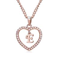 Wholesale Oem Women Fashion Custom Necklac Jewelry Letter E Alphabet Initial Alloy Love Heart Chain Necklace