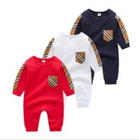 Wholesale Spring Autumn Baby Long Sleeve Rompers Cotton Toddler Plaid Jumpsuits Infant Kids Onesies Newborn Clothes Sleepwear