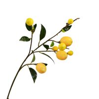 Wholesale Simulation Green Plant Artificial Fruit Flower Yellow Lemon Fruit Tree Branch For Home Table Diy Decoration