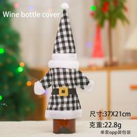 Wholesale NEWChristmas Decorations Wine Bottle Cover Black Red Plaid Santa Claus Clothes and Hat for Xmas Party Table Decoration GWB12116