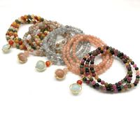 Wholesale Beaded Strands cm Mala Women Bracelet Pendant Charm Bracelets Nauture Sunstone Labradolite Tourmaline Mm Round Beads Yoga Jewelry