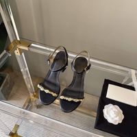 Wholesale Summer fashion women s sandal in black gold with high heels pearl design and embellishment packaging come with box