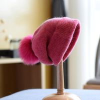 Wholesale 2021 New Winter Hat Luxury Quality Fox Fur Pompom Hats Rabbit Fur Beanie High Quality Women Bonnet Winter Hats For Woman