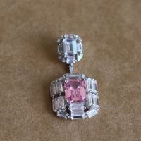 Wholesale Pink Yellow Crystal Rhinestone Square Pendant Necklace Classic Titanic Jewelry Lover Gift Women s Fashion Sterling Silver Fine