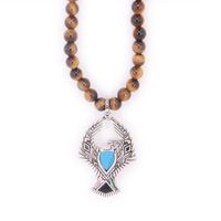 Wholesale Pendant Necklaces Tigereye Beads And Eagle Necklace Rebel Heart Jewelry Gift For Women Men N39