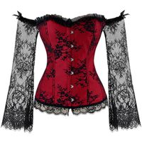 Wholesale Bustiers Corsets Steampunk Vintage Corset Gothic And Lace Up Long Sleeves Off Shoulder Sexy Korset Corsage Corcepet Tops