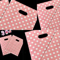 Wholesale Pink White Dot Plastic Gift Bags With Handles cm New Plastic Packaging For Mini Jewelry R2