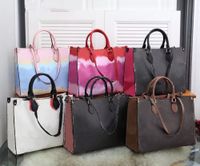 Wholesale Old flower Paris Fashion Women s totes Large Shopping Bags Tie Dye Canvas One Shoulder Crossbody Big purse Clutch High Quality Leather handbags