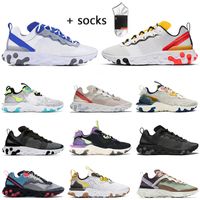 Wholesale 2021 Women Mens Running Shoes Nik React Vision Element Metallic Gold Be True Solar Red Vast Grey Black x Iridescent Sports Trainers Sneakers With Socks