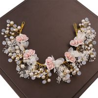 Wholesale Children Rhinestone pearl flower crown fashion crystal hand made wedding garlands jewelry photography girls hair accessories A6650