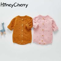 Wholesale Spring baby girl knitted woolen leotard Bodysuits climbing clothes by hand bubble ball Bodysuits