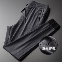 Wholesale Men s Pants Summer Thin Casual Capris Running Sports Light And Breathable Solid Color Silk Smooth Necked
