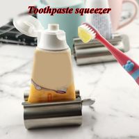 Wholesale Bath Accessory Set Stainless Steel Automatic Toothpaste Dispenser Toothbrush Holder Tube Squeezer Roller Bathroom