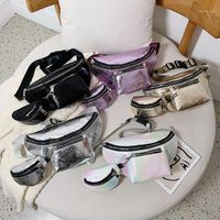Wholesale Waist Bags Metal Color Bag For Women Fashion Solid Zipper Chest Pu Leather Fanny Pack Teenagers Hip Phone
