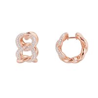 Wholesale High Quality Sterling Silver Rose Gold Color Pink Chains Hoop Earrings Pave Cubic Zirconia Women Luxury Party Jewelry Huggie