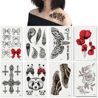 Wholesale 100 Piece Mini Temporary Tattoo Sleeve Women Girl Beauty Body Arm Art Rose Flower Butterfly Tiger Glitter Waterproof StickerScou
