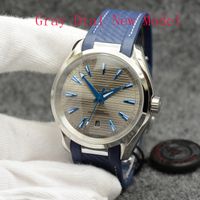 Wholesale Watch Automatic Mechanical Grey Dial Mens mm Stainless Steel Glass Back Sports Rubber Strap Wristwarches