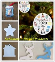 Wholesale Blanks Sublimation Pendant Christmas Ornaments Hot Transfer Printing Metal Ornament Christmas Tree Decor with Red Hanging Rope for Holiday DIY