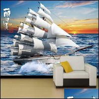 Wholesale Décor Home Garden Wallpapers Customized Large Mural D Sailing Yacht Po Wallpaper Non Woven Bedroom Tv Background Wall Ering1 Drop Deliver