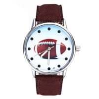 Wholesale Wristwatches American Football Rugby Ball Pattern Dial Ladies Watches Fashion Casual Sport Canvas Band Quartz Wrist Watch For Women Men