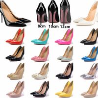 Wholesale High Heel designers Dress shoes Styles Red Bottoms womens Stiletto Heels CM Genuine Leather Round Pointed Point Toe Pumps loafers Rubber size