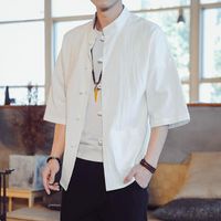 Wholesale MrGB Summer Men s Shirts Chinese Style Casual Tops Cotton Linen Shirt For Man Stand Collar Loose Solid Color Male T shirts