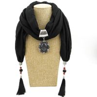Wholesale Scarves Women Silk Scarf Necklace Pendant Neckerchief Female Design Bijoux Echarpe Mujer Colgante Bufanda