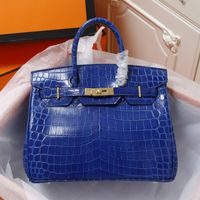 Wholesale 35cm cm cm Tote Bag Crocodile Handbag Purse Alligator Design Shoulder Bags with Stamped Lock Bright Genuine Leather Women Handbags Shopping Totes High Quality