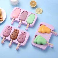 Wholesale Silicone D Ice Cream Mold Animal Shape Jelly Ice Hockey Machine DIY Food Supplement Tool Popsicle Stick Summer