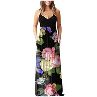 Wholesale Casual Dresses Plus Size Dress Women Floral Print Long Maxi Summer Bohemian Strap Off shoulder Big Swing Party Sundress Vestido