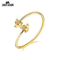 Wholesale Liber Aedon Luxury Gold color Women Bangles CZ Crystal Foxes Head Bracelet Open Bangle Wedding Jewelry Lover Gift In Box