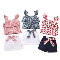 Wholesale 6 M Baby Girls Sling Stripped Ruffle Elastic Shorts With Bow Decoration Design Princess Sweet Girl Summer Clothing Sets