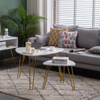 Wholesale WACO Modern Nesting Triangle End Table Living Room Marble Coffee Tables Minimalist Side Table Iron Feet White Set of