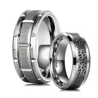 Wholesale Wedding Rings Modern mm Silver Color Double Groove Stainless Steel For Men Vintage Vking Celtic Knot Ring Band Retro Amulet