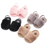 Wholesale Baby Girls Fur sandals First Walkers Fashion design with Slippers Warm Soft Kid home shoe children toddler solid color Infant shoes