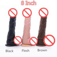 Wholesale Black Inches Realistic Dildo Waterproof Flexible penis with textured shaft and strong suction cup Sex toy for women