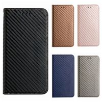 Wholesale Carbon Fiber PU Leather Wallet Cases For Iphone Pro Max Mini X XS Plus Credit ID Card Slot Holder Vertical Grain Suck Magnetic Closure Business Men Pouch