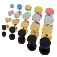 Wholesale Stud Stainless Steel Faux Fake Ear Plugs Flesh Tunnel Gauges Tapers Stretcher Earring Mm Piercing Jewelry Fnjnm Jphvb Q2