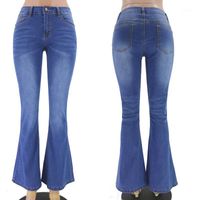 Wholesale Women s Jeans Flare Women Denim Pants Blue Distressed Skinny Bell Bottom Mom Ladies Stretch Low Rise Trousers