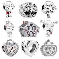 Wholesale 925 Sterling Silver Charm Lovely Boys and Girls Forever Family Tree Lock Heart Beads for Pandora Bracelets DIY Women s Jewelry