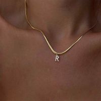 Wholesale Vnox A z Tiny Women Initial Necklace small Bling Letter Girl Chain Choker gold Tone Solid Stainless Steel Layered Collar Pendant