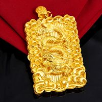 Wholesale Vietnam Placer Gold Domineering Mens Buddha Square Plate Thailand Gold Maitreya Buddha Gold Plated Necklace Pendant Factory Direct Sales