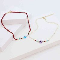 Wholesale BXY Bohemian Handmade Smiley Face Necklace Rainbow Beaded Chain Choker Necklace