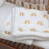 Wholesale Blankets Minky Dot Fleece Cotton Baby Cot Crib Quilt Comforter For Borns Summer Bed Blanket Cover Quilts