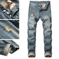 Wholesale Streetwear Denim Mens Jeans Men Open Skin Skinny Blue Pencil Pants Motorcycle Party Casual