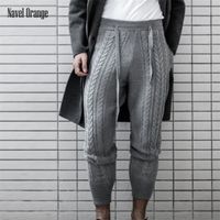 Wholesale Men Daily Style Sweatpants Oversize XL Sports Pants Spring Autumn Boot Cut Casual Drawstring Twisted Knitted