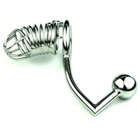 Wholesale Metal Cock Rings Penis Cage With Anal Hook Butt Plug Cbt BDSM Bondage Lock Male Chastity Device Adult Sex Toys For Men Cock Cage