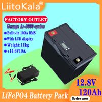 Wholesale 12V Ah Ah LiFePO4 Battery with LCD V Lithium Power Batteries Cycles For RV Campers Golf Cart Off Road Off grid Solar Wind and V10A charger