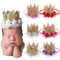 Wholesale Korean version of children Lace flowers princess crown headdress cute baby infant Hair band kids Girls lovely Tiaras gift Birthday party accessories
